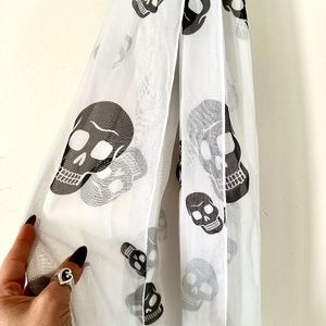 Black and white skull sheer scarf